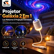 Luminária Projetor Estelar USB, Luz de Teto Estelar para Carro, Ideal para Decoração de Carro, Quarto e Festa