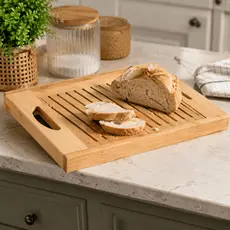 Bandeja Migalheira Tabua de Bambu Corte Pães Bolos Mesa Posta Multiuso Café da manhã
