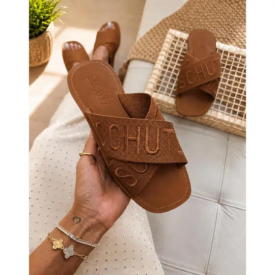 Sandália Feminina Rasteira Rasteirinha Flat X Bordado Confortável Estilosa Casual Moda Verão