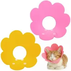 2 Pack Felt Cat Cone Collar Cute Flower Cone for Dogs to Stop Licking Comfortable Adjustable Cat Cones Collar Surgery Re