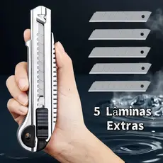 Estilete de Metal Profissional W13 + 5 Lâminas Reservas