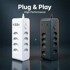 Filtro de Linha Vertical Torre 2 Metros: 8 Tomadas e Carregador Rápido (2 USB-C) para Home Office e Setup Gamer