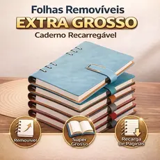 Caderno A5 De Folhas Removíveis Com mais 100 folhas Extras Para Estudo e Escritório