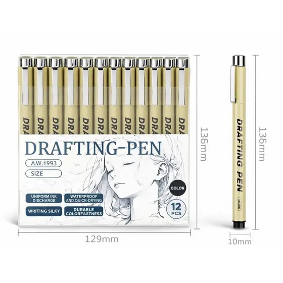 Kit 6/12 Canetas Nanquim Profissional Desenho Mangá Caligrafia 6/12 Pontas