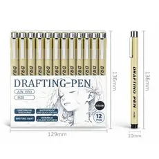 Kit 6/12 Canetas Nanquim Profissional Desenho Mangá Caligrafia 6/12 Pontas