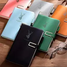 Caderno 5A Couro Colorido, 160 Folhas, Fecho Magnético Premium