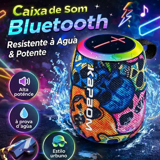 Caixa De Som Caveira 50W Bluetooth RGB Resistente Agua TWS/FM/TF