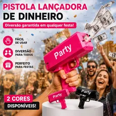 Pistola de brinquedo que cospe dinheiro-Lança Notas Money Gun Elétrica Festa Balada Chuva Dinheiro Notas Preto -Rosa