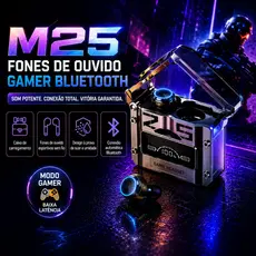 TWS M25 Fone De Ouvido bluetooth 5.3 Sem Fio Resistente a água Stereo Sports Earbuds LED Microphone