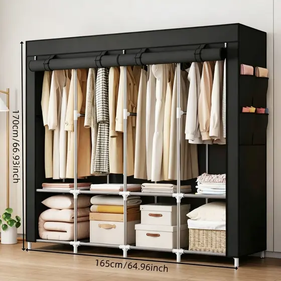 Guarda Roupa Dobrável Organizador De Roupas Portátil Multiuso Armário Organizador 4 Divisórias