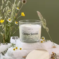 Vela Aromática Artesanal Campo Sereno Ervas Frescas Premium Presente e Decoração 90g 100% Vegetal
