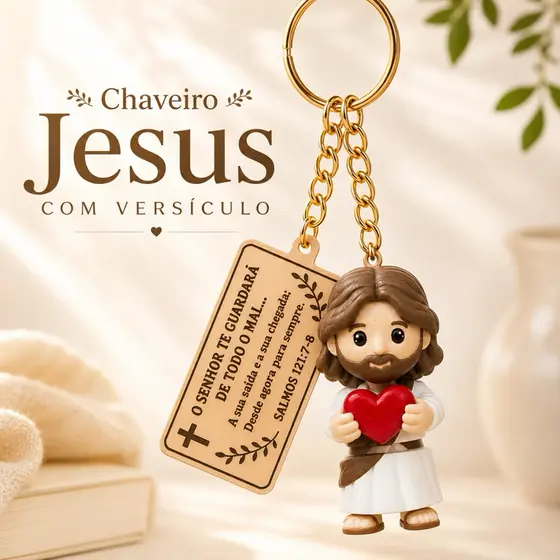Chaveiro Jesus Cristão Salmos 121 Presente Evangélico Fofo