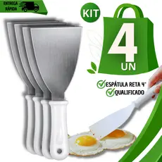 Utensílios Espátulas Reta 4' Inox Para Chapeiro Profissional Hamburguer Lanches Cozinha Pratica