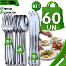 Jogo de Talheres Talher De Aço Inox Garfo Colher Faca De Mesa Para Buffet Restaurante Lanchonete Cozinha
