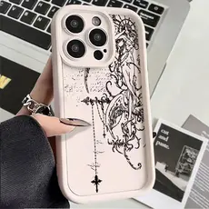 Capinha para Samsung A15 A14 A12 A13 A05S A55 A54 S24 S20FE silicone macia anti-impacto Padrão de anjo cruzado
