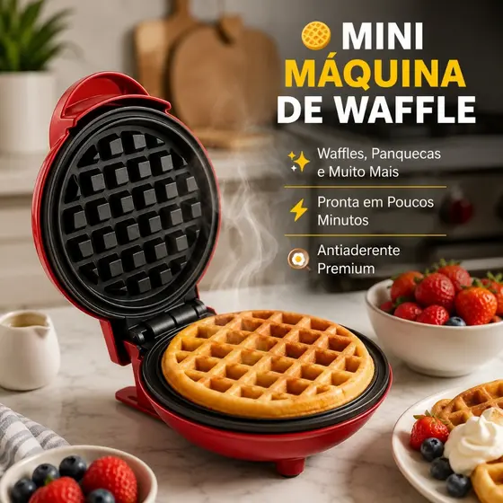 Mini Máquina de Waffles Elétrica Casa Cozinha Fazer Waffle Panquecas Automático 110v