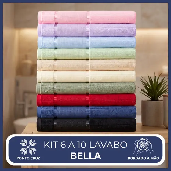Kit 6 a 10 Toalhas Lavabo Dohler Bella 30x45cm Para Bordar Ponto Cruz