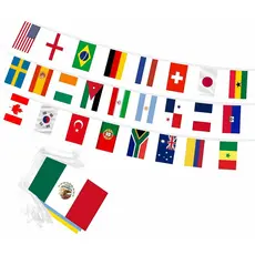 1 Conjunto de Bandeirolas com Bandeiras de 48 Países para a Copa do Mundo de 2026, Pequenas Mini Bandeiras em Cordão par