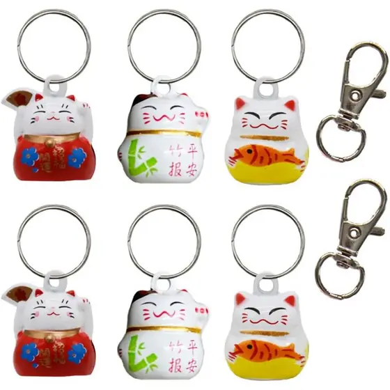 Conjunto de 6 Sinos para Coleira de Gato da Sorte, Sinos Sonoros para Coleira de Cão para Treinamento Sanitário, Pingent