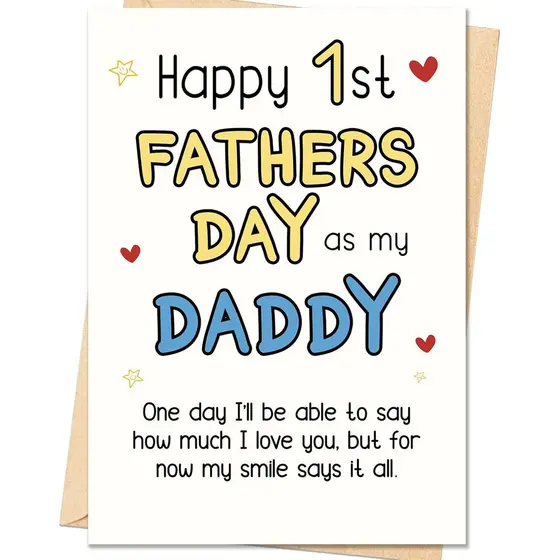 IDU First Fathers Day Card,First Fathers Day Card Gifts for New Dad,Happy 1st Father's Day Cards Gift for New Dad Daddy