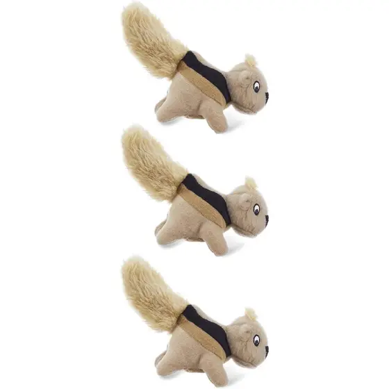 Outward Hound Esquilos Chiadores – Pacote com 3 Brinquedos de Pelúcia Chiadores para Cães, para Filhotes, Cães Pequenos