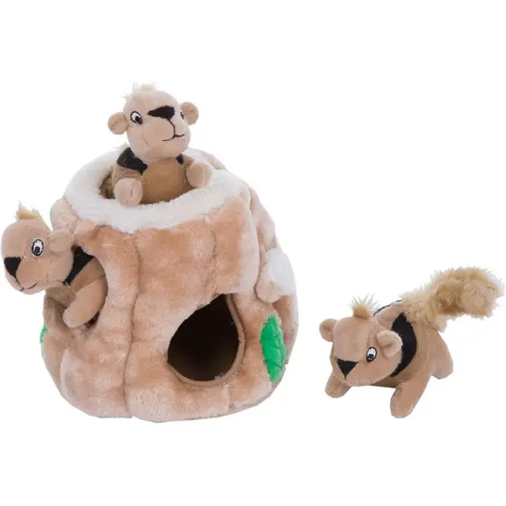 Brinquedo para Cães Outward Hound Hide-A-Squirrel – Quebra-Cabeça Interativo 2 em 1 de Pelúcia com 3 Esquilos Removíveis