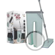 Flat Mop Rodo Esfregão Tira Pó Balde Lava e Seca com 2 Refil Microfibra123Útil
