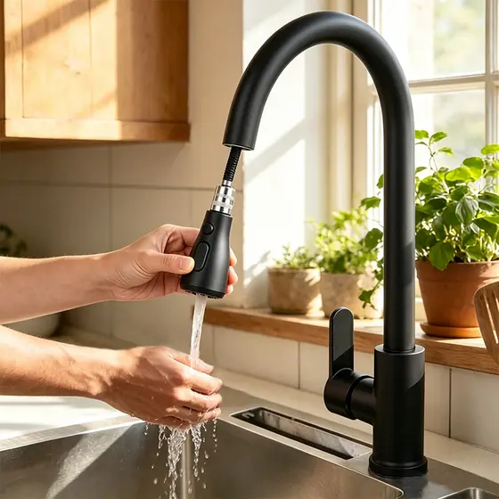 Torneira premium para pia de cozinha com bico móvel e giro 360°