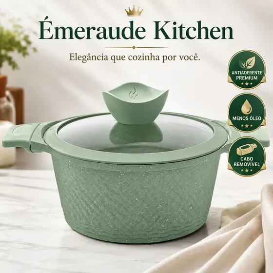 Caçarola Antiaderente Premium 20cm com Cabo Removível Cor Verde Agua vai ao Forno