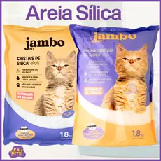 Areia de Gato Sílica Fina ou Grossa Premium Jambo Pet 1,8kg