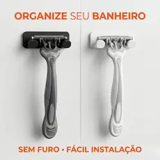 Suporte Barbeador Parede Sem Furo 3M Organizador Banheiro Forte Premium Fixação Segura Top