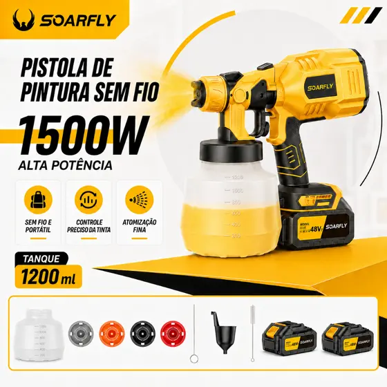 SOARFLY pistola pulverizador tinta portatil 48v duas baterias 1500W