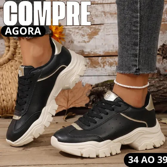 Tênis Feminino Sneaker Plataforma Alto Casual Com Visual Fashion E Sofisticado