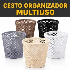 Cesto Organizador Multiuso Porta Treco Lápis Pincéis Talheres Lixeira de Mesa 14,2x13cm