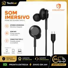 Fone de Ouvido com Microfone , Cabo Trançado, Som Estéreo Alta Qualidade