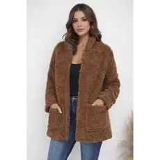 Casaco Teddy Com Capuz Peluciado Inverno Outono Blusa De Frio  Tendência Blogueira Soft Confortável