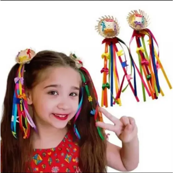 laços de cabelo com prisilhas de festa junina julina arraia