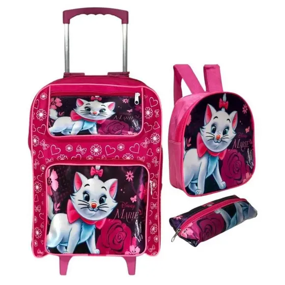 Kit Mochila Escolar Infantil Rodinhas Modelo Espaçoso Marrie Modelo Novo Volta as Aulas