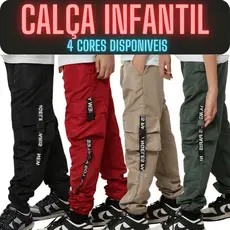 Calça Infantil Tactel Menino Juvenil Preto Verde Vermelho Bege Masculino Moda Blogueiro Gringa Escol
