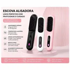 Escova Alisadora de Cabelo Portátil Sem Fio Recarregável