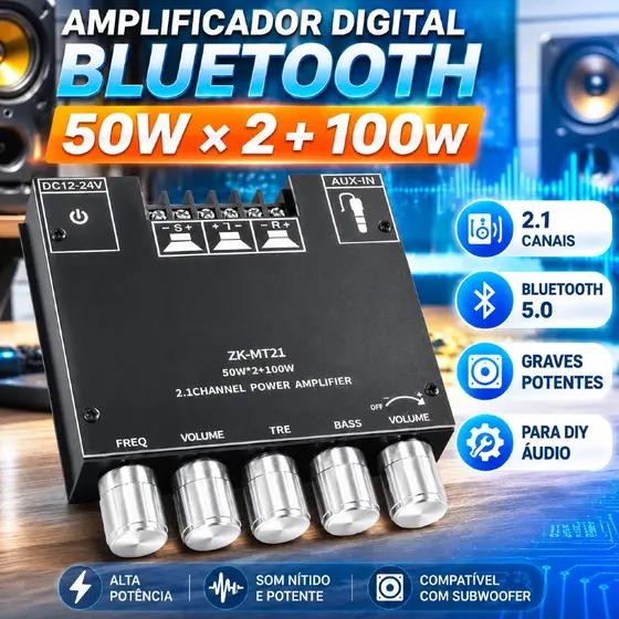 ZK-MT21 Digital Amplifier Board for Bluetooth 2.1 Channel Low Tone 5.0