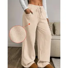 Calça Feminina Pantalona Tecido Anarruga Importada com Bolsos Tendência