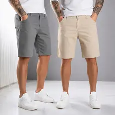 KIT Com 2 Bermuda Sarja Masculino Slim Brim Premium Direito Da Fábrica