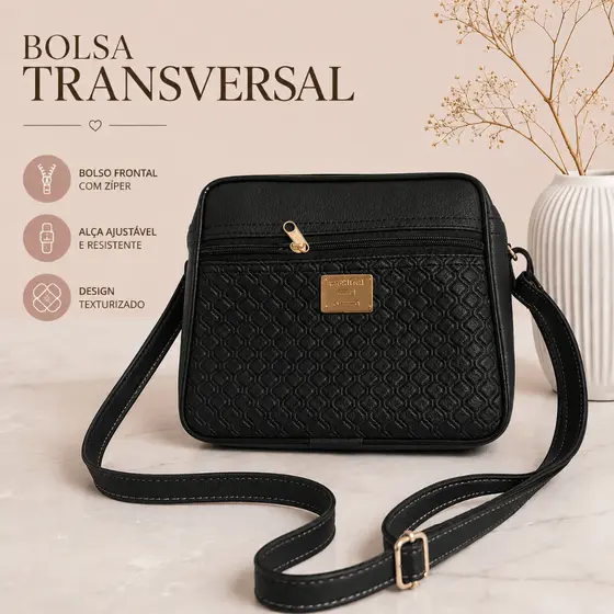 Bolsa Feminina de Ombro Transversal em Couro Sintético
