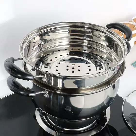 [Novo produto] Panela de sopa espessada de aço inoxidável Panela antiaderente a vapor de guisado Panela de sopa M