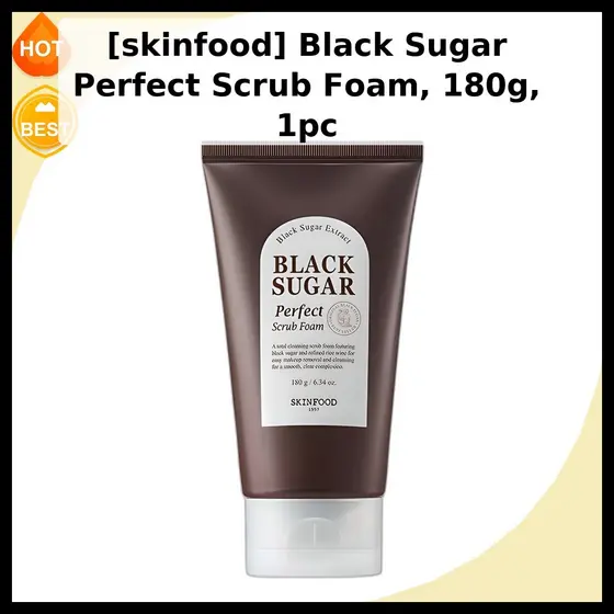 [skinfood] Espuma Esfoliante Perfeita Com Açúcar Preto , 180g , 1 Unidade/Coreana/Limpador Da KPIKSHOP