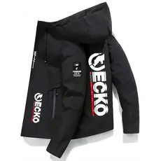 Jaqueta Masculina Casual Com Capuz E Zíper , Casaco Leve Durável Estampa ECKO De Manga Comprida , À Prova De Vento Bolso