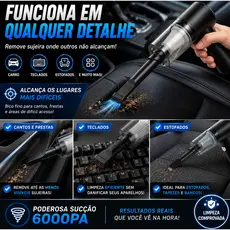 Aspirador Automotivo Portátil Potente Sem Fio Recarregável Mini Aspirador Carro Premium Bivolt