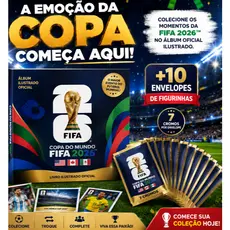 Álbum Copa Do Mundo FIFA 2026 + 10 Envelopes Figurinhas Livro Ilustrado Colecionável