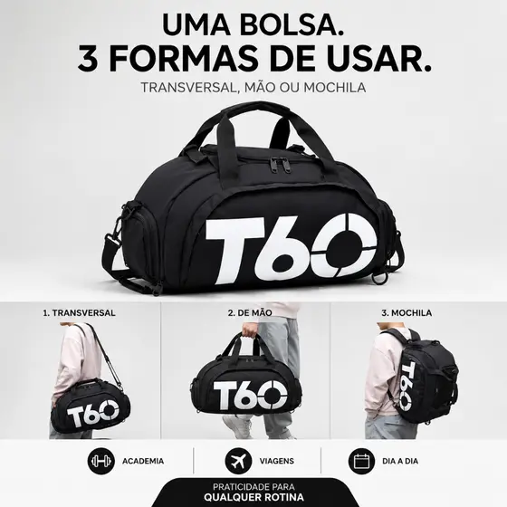 Bolsa Esportiva Multifuncional Transversal Mochila Academia Viagem Impermeável
